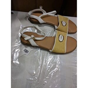 GUESS Factory Moores Raffia Sandals Tan Size: 8